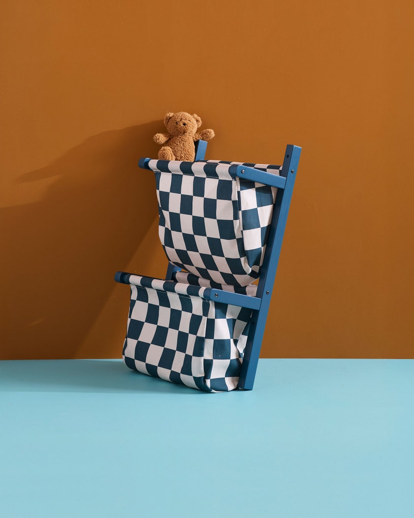 Väggförvaring textil ruta blågrön