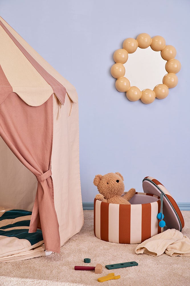 Sittpuff cylinder med förvaring brun 