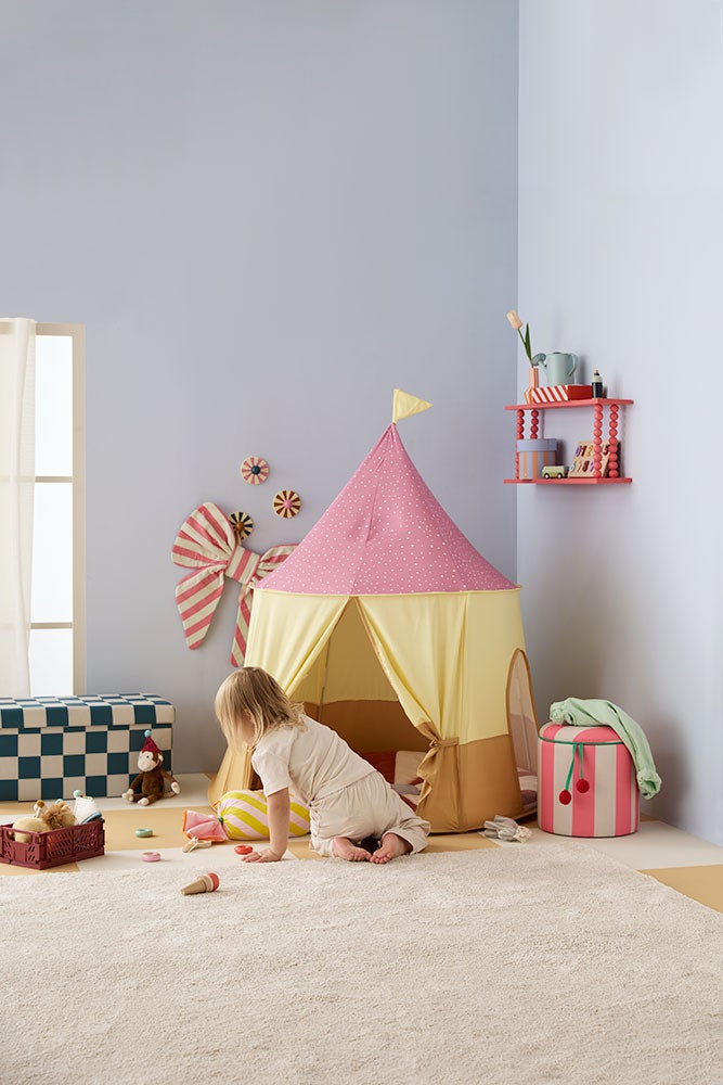 Sittpuff cylinder med förvaring rosa 