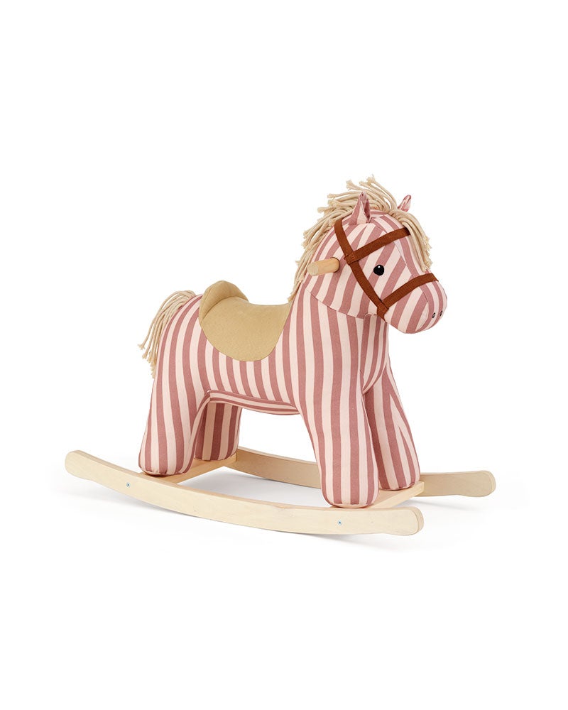 Cheval à bascule Mila rayé rose argile