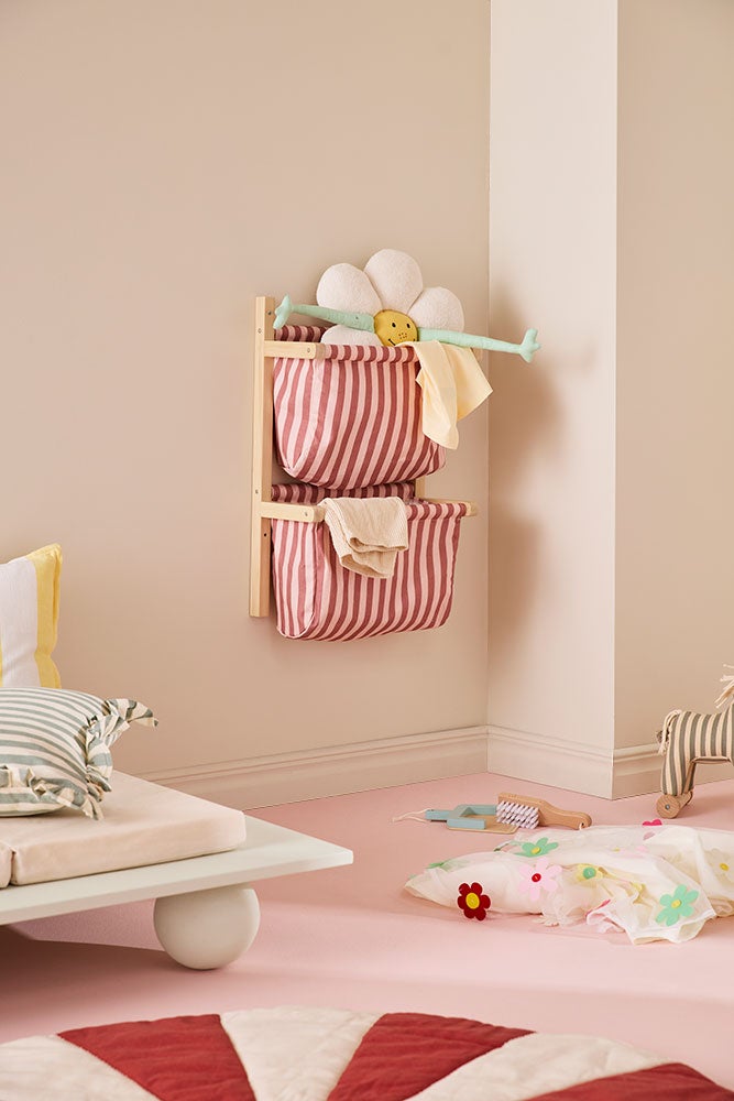 Wall storage textile stripe clay pink