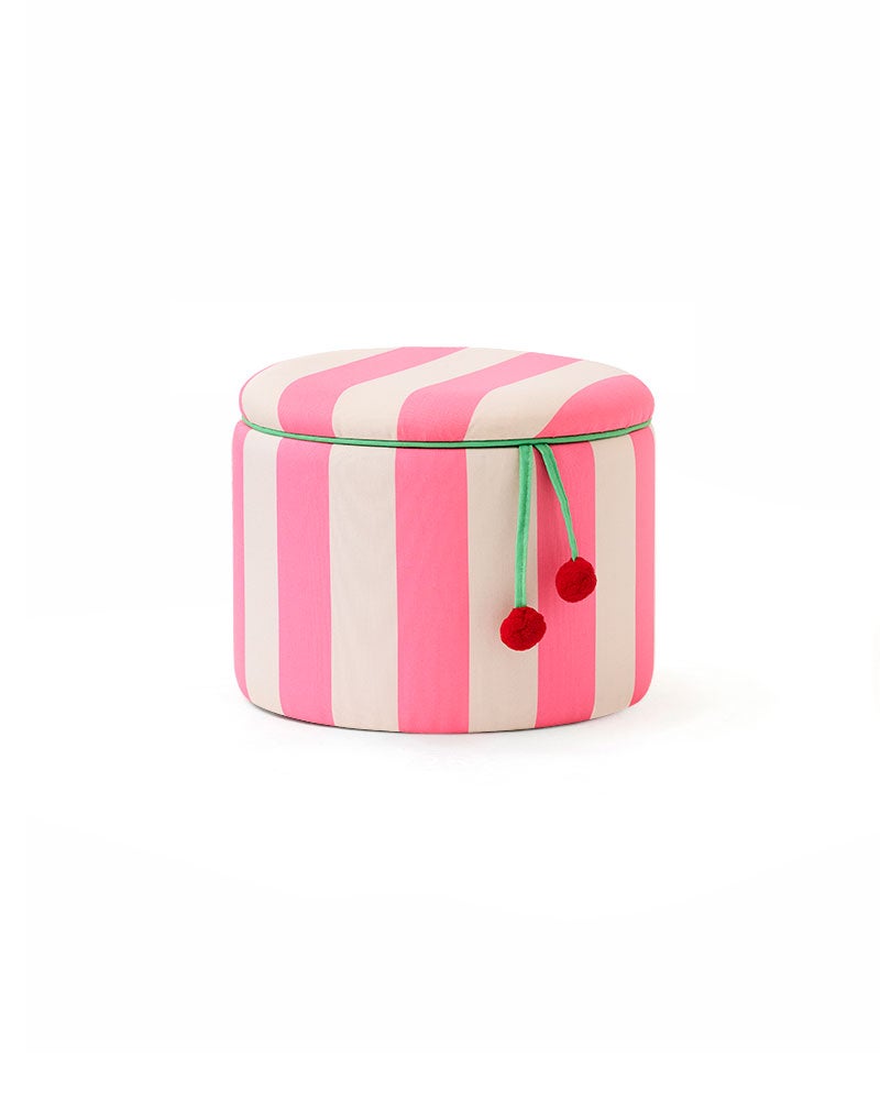 Sittpuff cylinder med förvaring rosa 