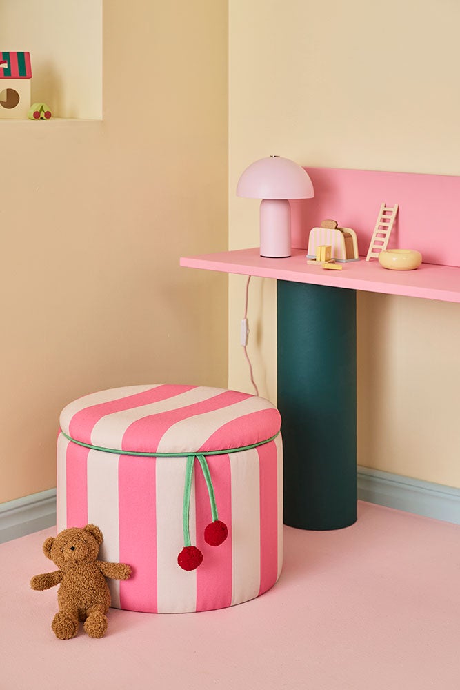 Sittpuff cylinder med förvaring rosa 