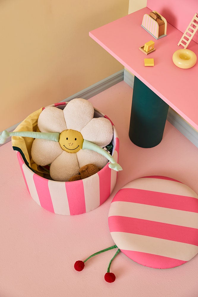 Sittpuff cylinder med förvaring rosa 