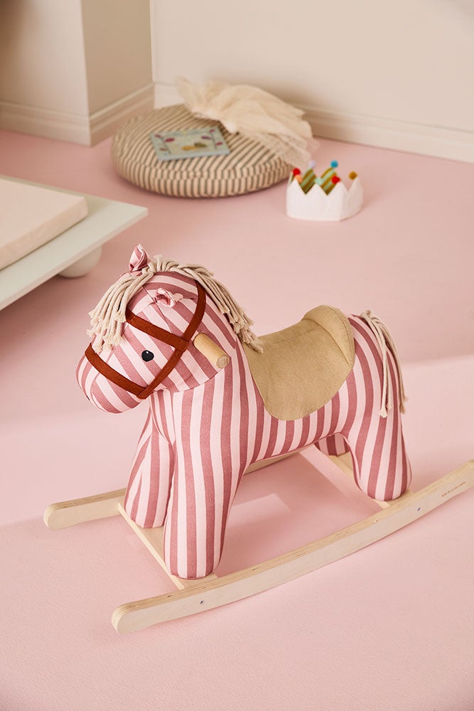 Cheval à bascule Mila rayé rose argile