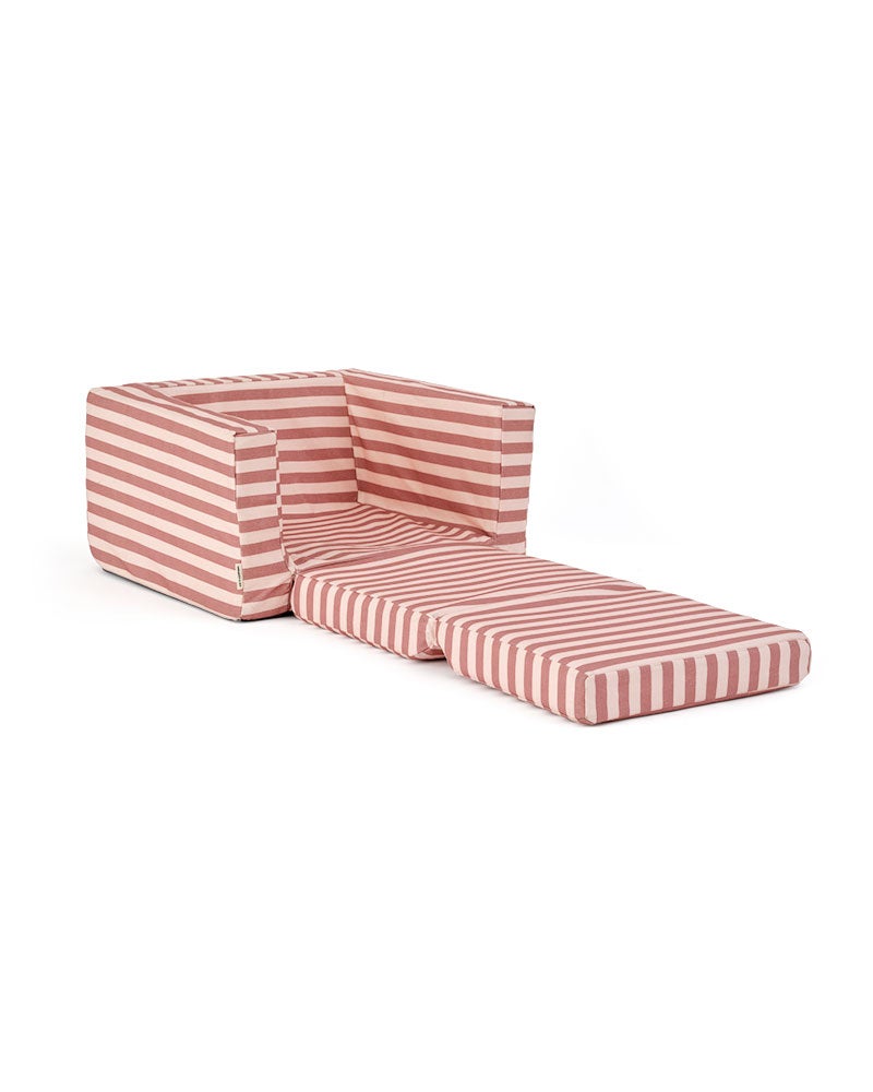 Armchair foldable stripe clay pink