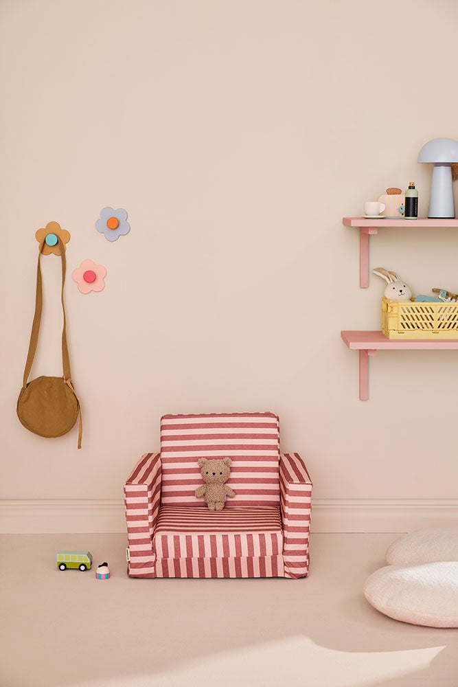 Armchair foldable stripe clay pink