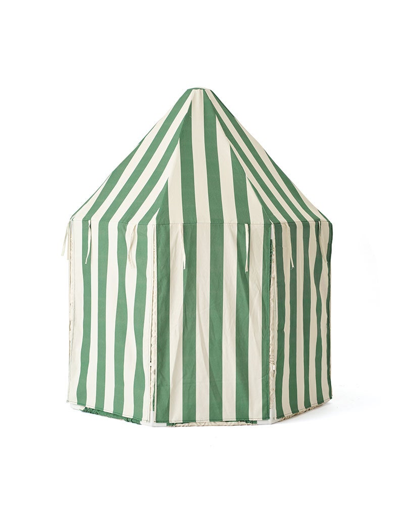 Paviljongtält grön randig GOTS