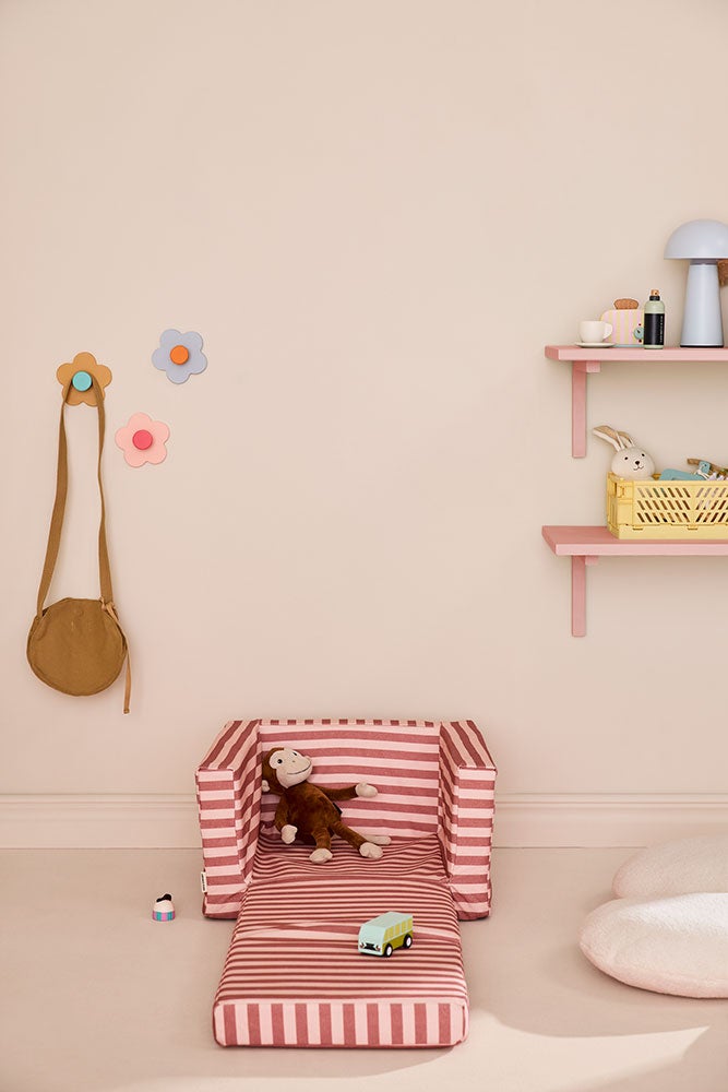Armchair foldable stripe clay pink