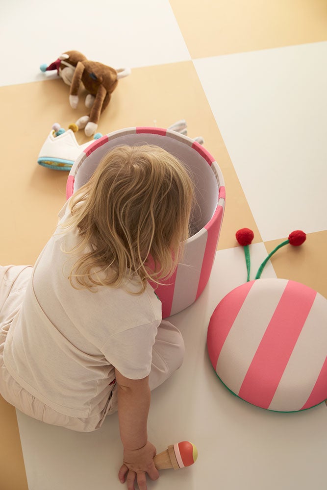 Sittpuff cylinder med förvaring rosa 