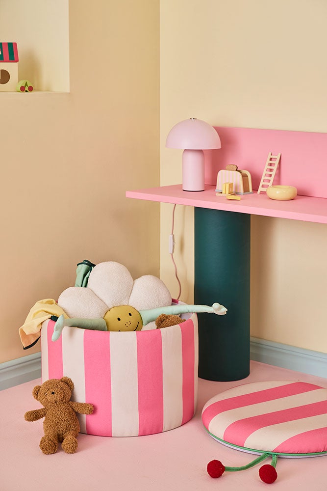 Sittpuff cylinder med förvaring rosa 