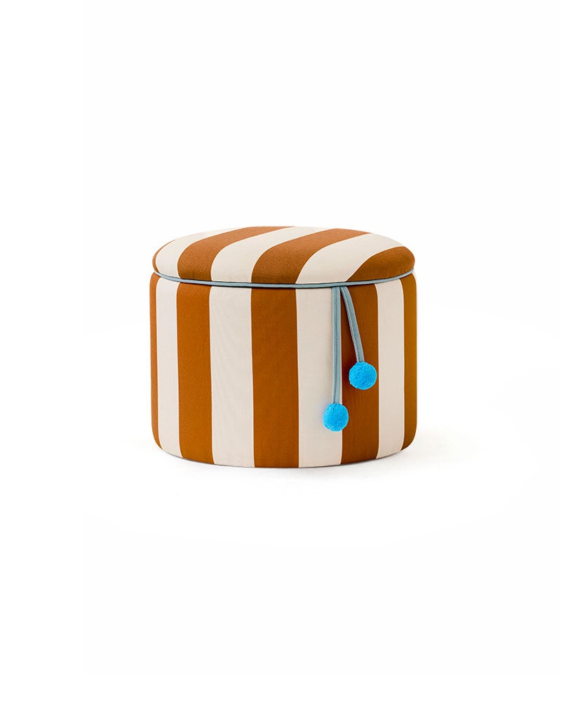 Sittpuff cylinder med förvaring brun 