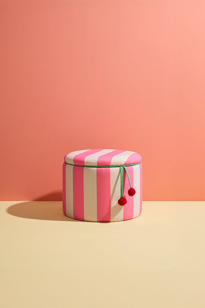 Sittpuff cylinder med förvaring rosa 