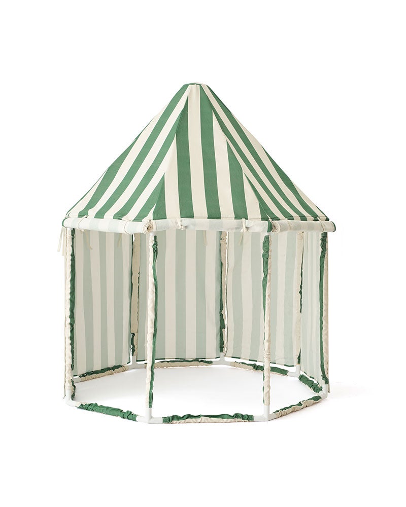 Paviljongtält grön randig GOTS