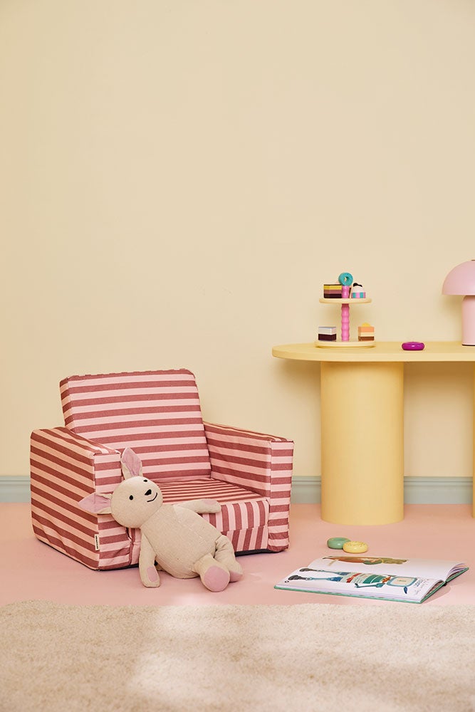 Armchair foldable stripe clay pink